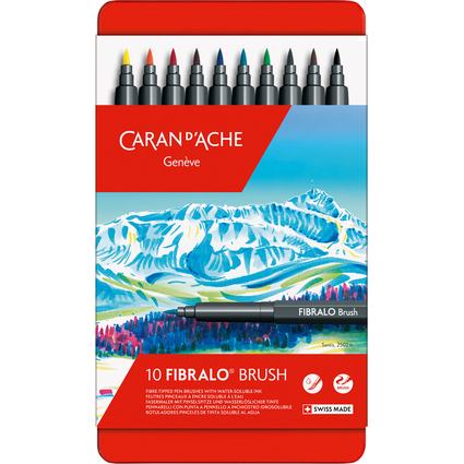 CARAN D'ACHE Feutre FIBRALO Brush, tui mtal de 10