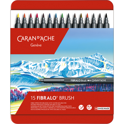 CARAN D'ACHE Feutre FIBRALO Brush, tui mtal de 15