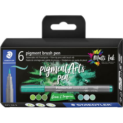 STAEDTLER Feutre pigment brush pen "Greens & Turquoises"