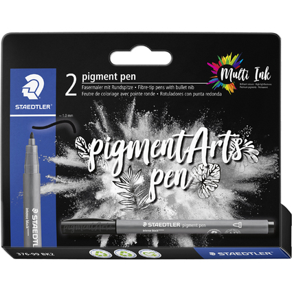 STAEDTLER Feutre pigment pen, noir, tui carton de 2