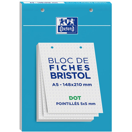 Oxford Bloc de fiches bristol, A5, DOT pointill, blanc