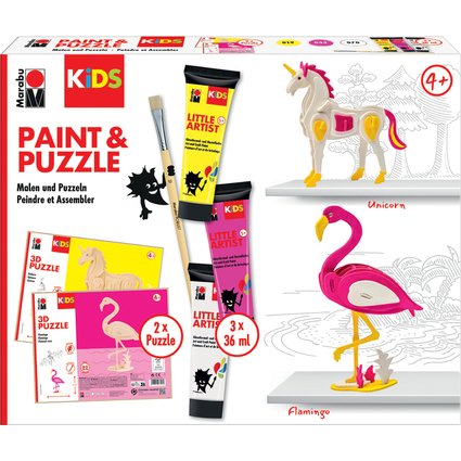 Marabu KiDS Kit peinture & puzzle Little Artist, flamant