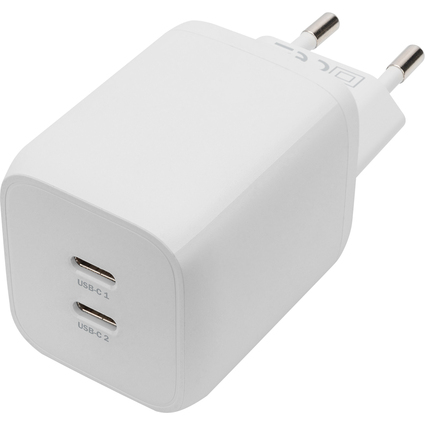 DIGITUS Chargeur USB, 2x USB-C, 65 watts, blanc