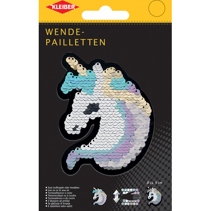 KLEIBER Licorne en sequins rversibles, blanc-argent-or