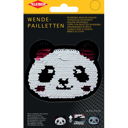 KLEIBER Panda en sequins rversibles, blanc-argent