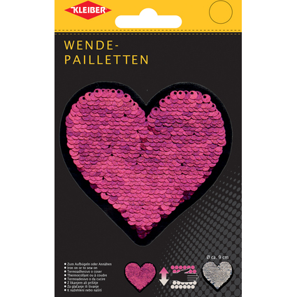 KLEIBER Coeur en sequins rversibles, rose-argent