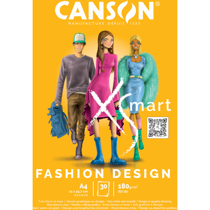 CANSON Bloc de dessin XS'MART FASHION DESIGN, A4