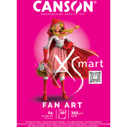CANSON Bloc de dessin XS'MART FAN ART, A4