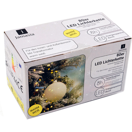 Jamasia Guirlande lumineuse LED, 80 ampoules, IP 44, vert