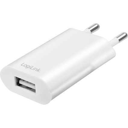 LogiLink Adaptateur de prise USB, 1x USB-A, 5 W, blanc