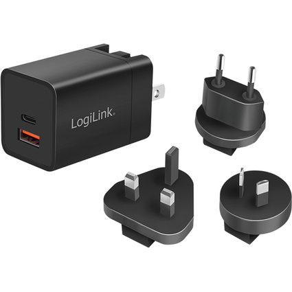 LogiLink Adaptateur de voyage USB, USB A & USB C, GaN