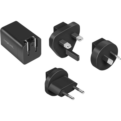 LogiLink Adaptateur de voyage USB, USB C, technologie GaN