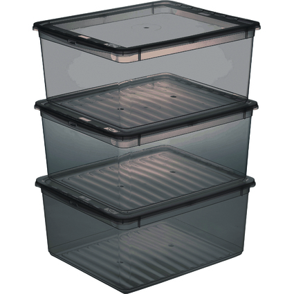 keeeper Set de botes de rangement "bea", 3x 18 L, gris