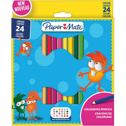 Paper:Mate Crayons de couleur Kids Colouring, blister de 24