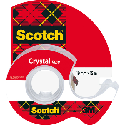 Scotch Ruban adhsif Crystal, transparent, avec dvidoir