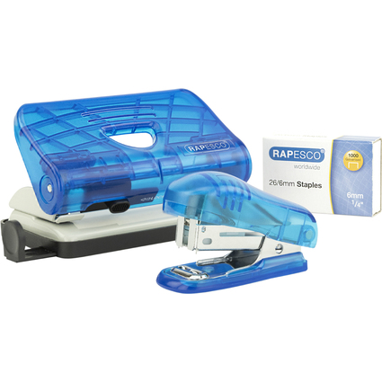 LEITZ Kit agrafeuse et perforateur, bleu transparent