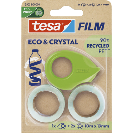 tesa Film ruban adhsif ECO & CRYSTAL + dvidoir, blister