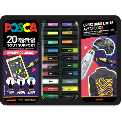 POSCA Marqueur  pigment "GROOVY COLOURS", mallette mtal