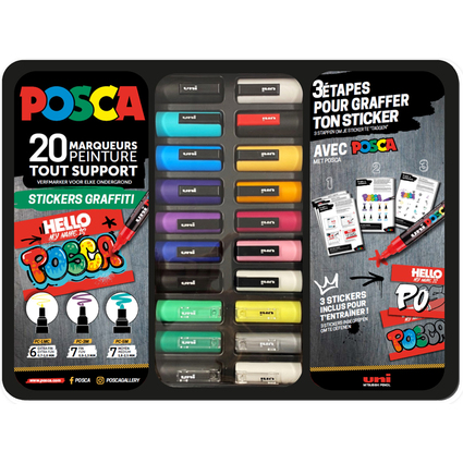 POSCA Marqueur  pigment "STICKERS GRAFFITI", mallette mtal