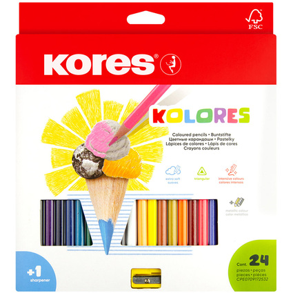 Kores Crayon de couleur triangulaire "Kolores", tui carton