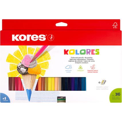 Kores Crayon de couleur triangulaire "Kolores", tui carton