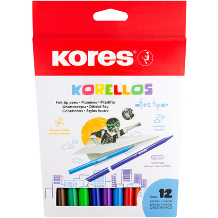 Kores Feutre de coloriage "Korello", fin, tui carton de 12