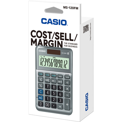 CASIO Calculatrice de bureau MS-120F, 12 chiffres, argent