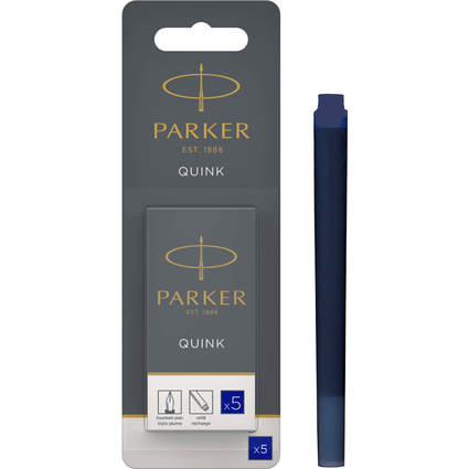 PARKER Cartouche d'encre longue QUINK, en blister, bleu