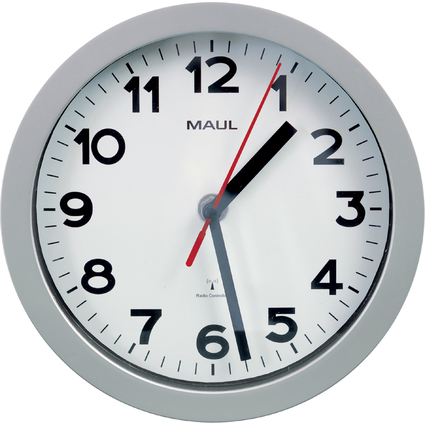 MAUL Horloge murale/radio MAULstep, diamtre: 200 mm, argent