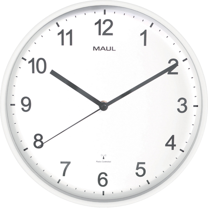 MAUL Horloge murale/radio MAULspint, diamtre: 300 mm, blanc