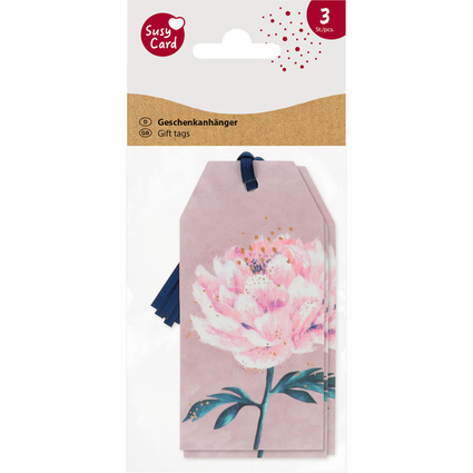 SUSY CARD Etiquette cadeau carr "Swan lake flower"