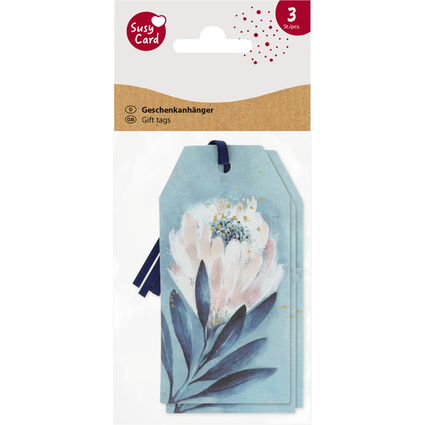 SUSY CARD Etiquette cadeau carr "Swan lake bloom"