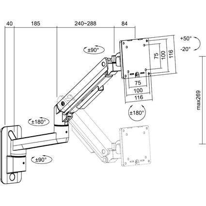 LogiLink Bras support pour cran pour le montage mural