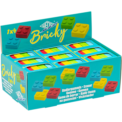 WEDO Gomme en plastique brique "BRICKY", prsentoir de 18