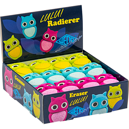 WEDO Gomme en plastique Hibou "LULU", prsentoir de 24