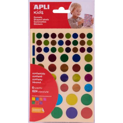 APLI kids Gommettes "Rond" couleurs mtallises, assorti