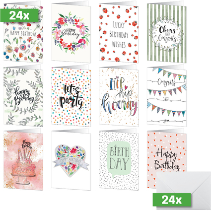 sigel Set de cartes d'anniversaire " Happy Birthday"