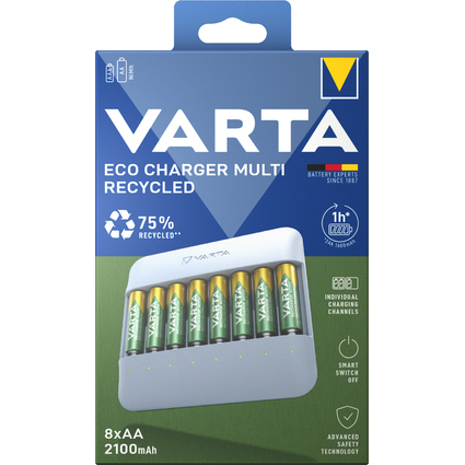 VARTA Chargeur ECO Charger Multi Recycled, 8x AA incluses