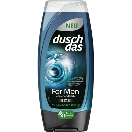 duschdas Gel douche & shampoing pour homme 3en1, 225 ml