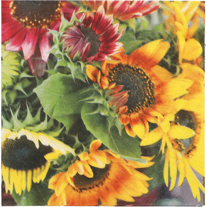 PAPSTAR Serviette  motif "Sunflower Bouquet", 330 x 330 mm