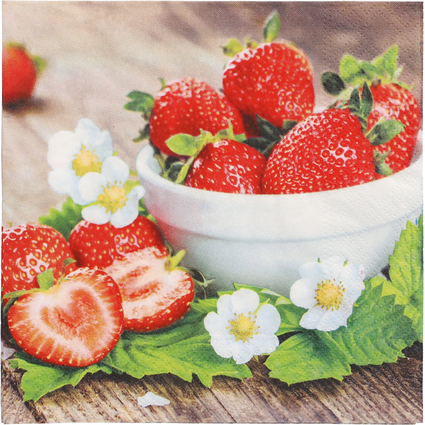 PAPSTAR Serviette  motif "Strawberry Taste", 330 x 330 mm