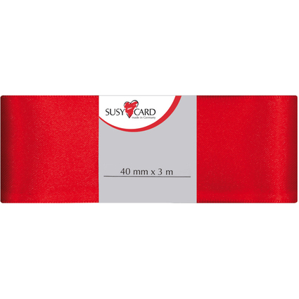 SUSY CARD Ruban cadeau "Doppelsatin", 40 mm x 3 m, rouge