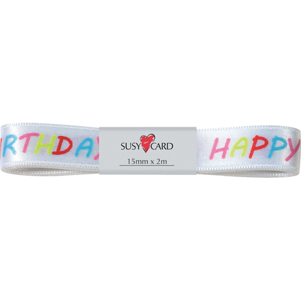 SUSY CARD Ruban cadeau "Happy Birthday", 15 mm x 2 m