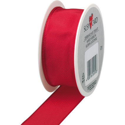 SUSY CARD Ruban cadeau, sur bobine "Trend", rouge