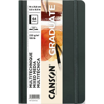 CANSON Carnet  croquis GRADUATE Mixed Media, noir