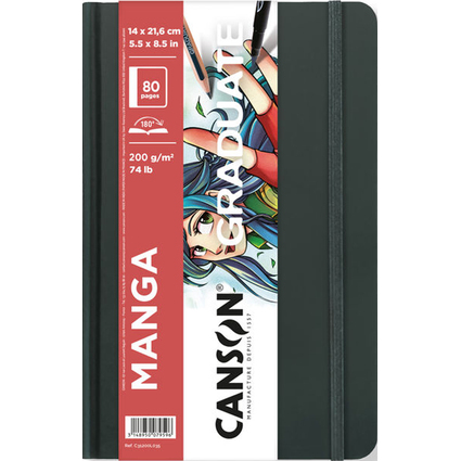 CANSON Carnet  croquis GRADUATE Manga, 140 x 216 mm, noir