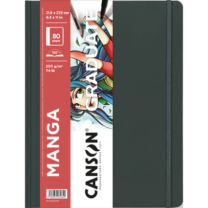 CANSON Carnet  croquis GRADUATE Manga, 216 x 279 mm, noir