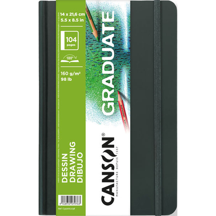 CANSON Carnet  croquis GRADUATE DRAWING, 140 x 216 mm, noir