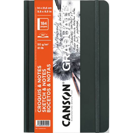 CANSON Carnet  croquis GRADUATE SKETCH & NOTES, gris fonc