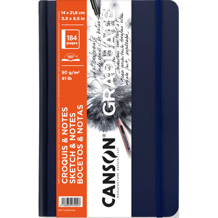CANSON Carnet  croquis GRADUATE SKETCH & NOTES, bleu fonc